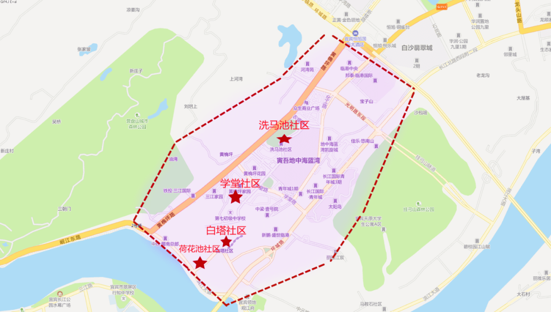 宜七中(小学部)小学阶段三江新区▼注:地图标注非官方,范围仅供参考