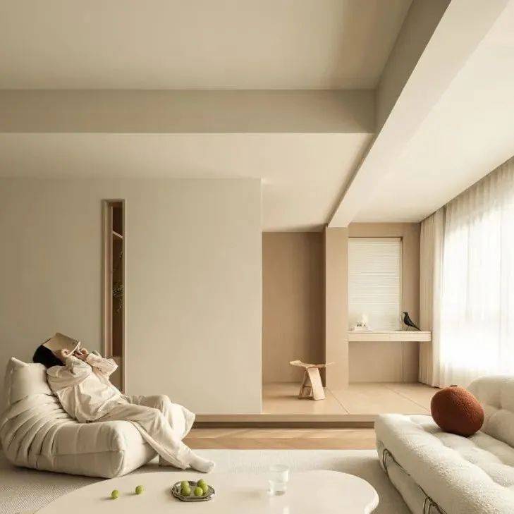120㎡ 极简住宅,恰当融合自然与建筑 | 行一设计_空间_客厅_餐厅