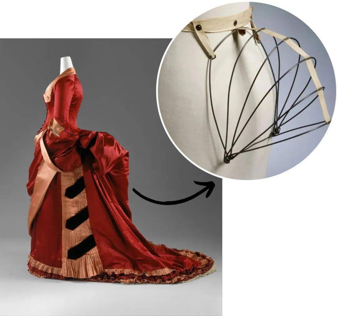 当时很多新贵已经放弃这种累赘的鸡屁股裙了,这种原名巴斯尔裙的设计