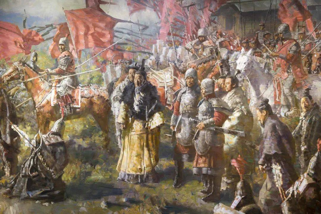 大同市博物馆内的油画《白登之战》(局部)瓷器,青铜,玉器,壁画,造像