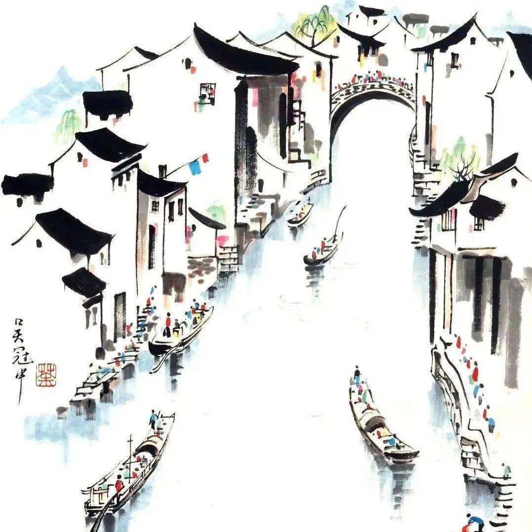 吴冠中水乡江南最美20幅！_防控_书画_湖南省