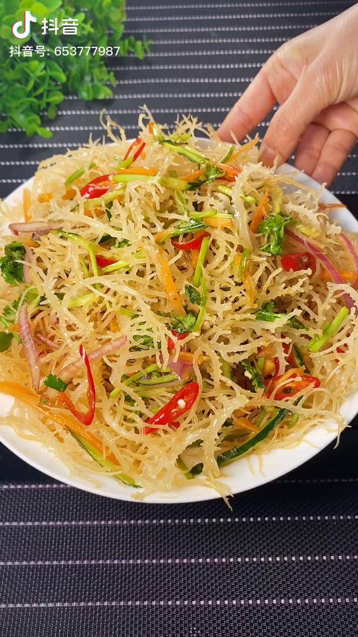 龙须菜这样拌简单又好吃美食教程家常菜龙须菜