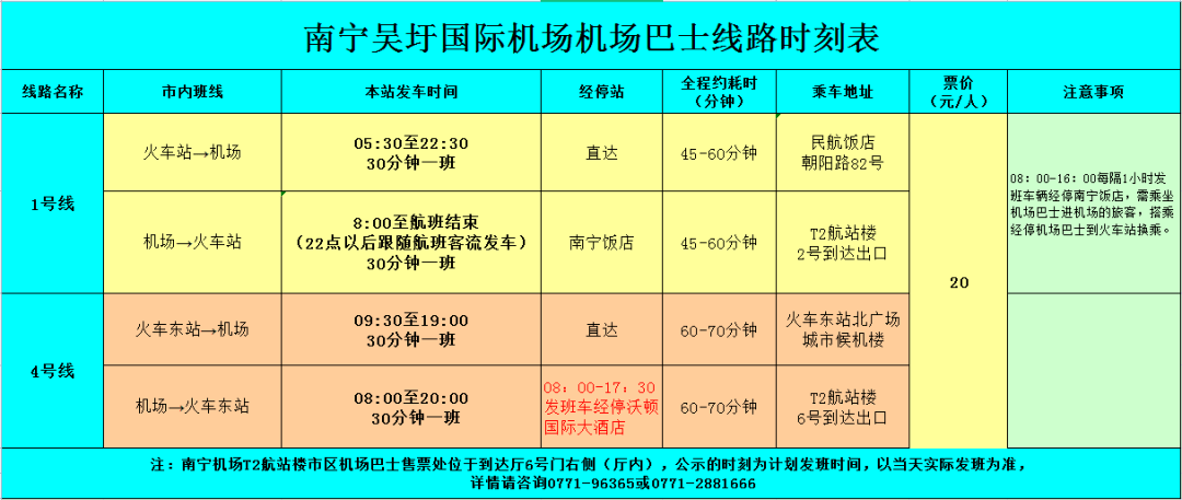 重要通知南宁机场巴士部分班线运行调整公告