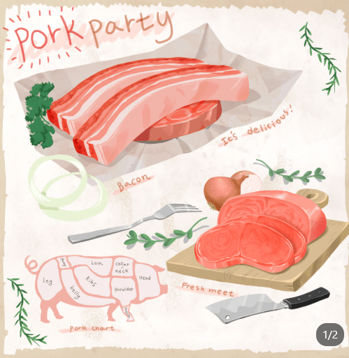 本周主题:美食插画-猪肉