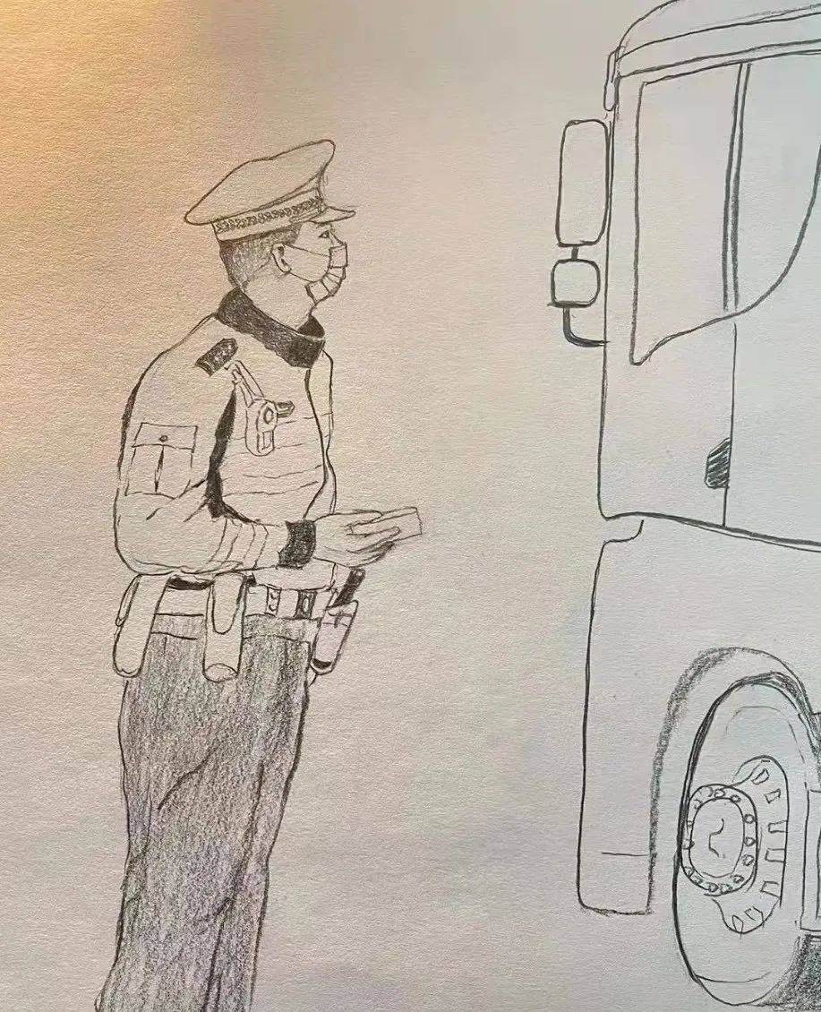 人民警察工作素描画图片