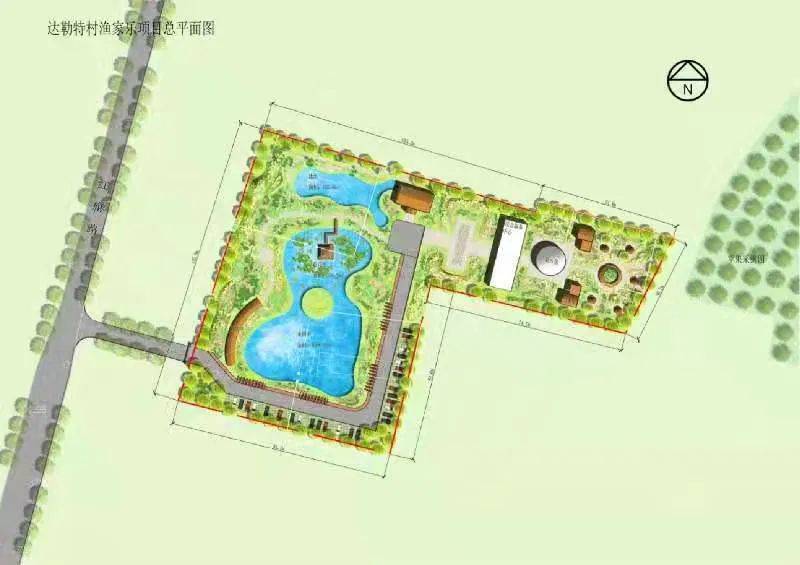 该项目占地17亩,在近3000平方米开挖完毕的鱼池旁,白蜡树,苹果树,柳树