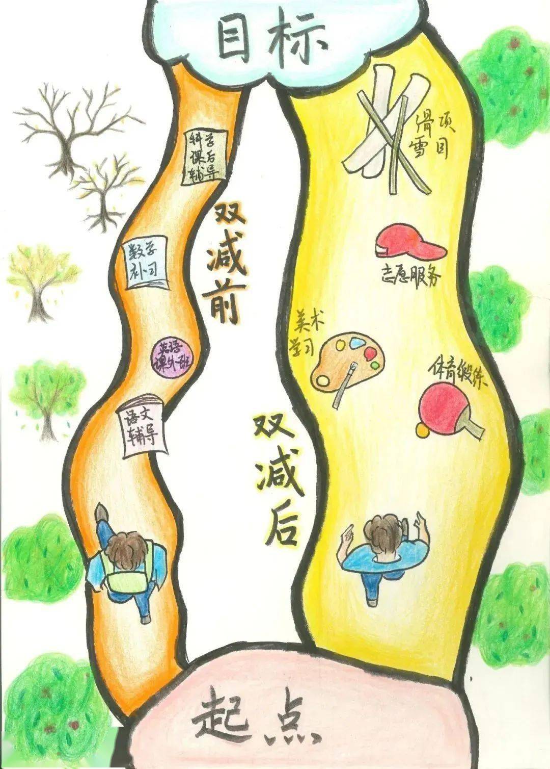 学校双减漫画图片