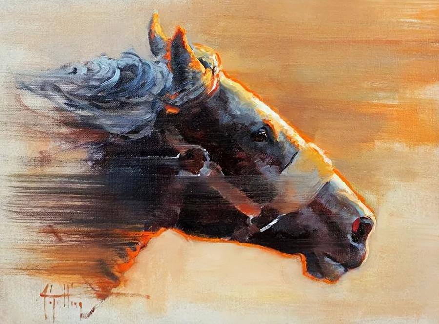 鉴赏| 俊采神飞,充满力量的油画骏马欣赏_阿比盖尔·_绘画_马在