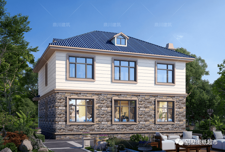 12x12米二层简欧农村自建房占地方正风水好经济实用好户型
