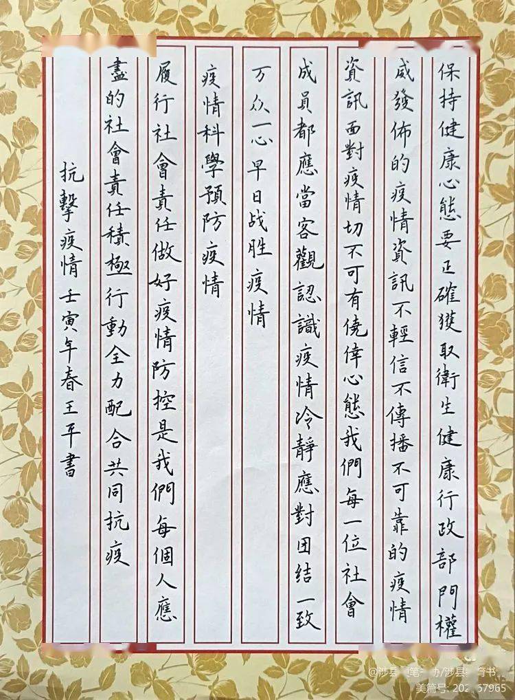 抗疫钢笔字作品图片