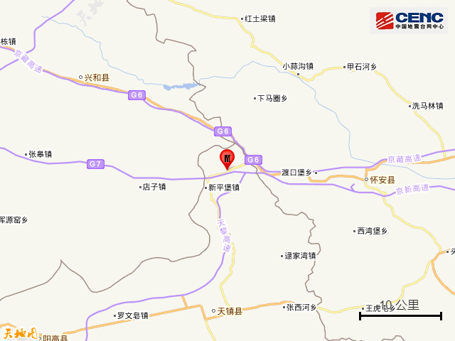 山西大同市天镇县发生31级地震