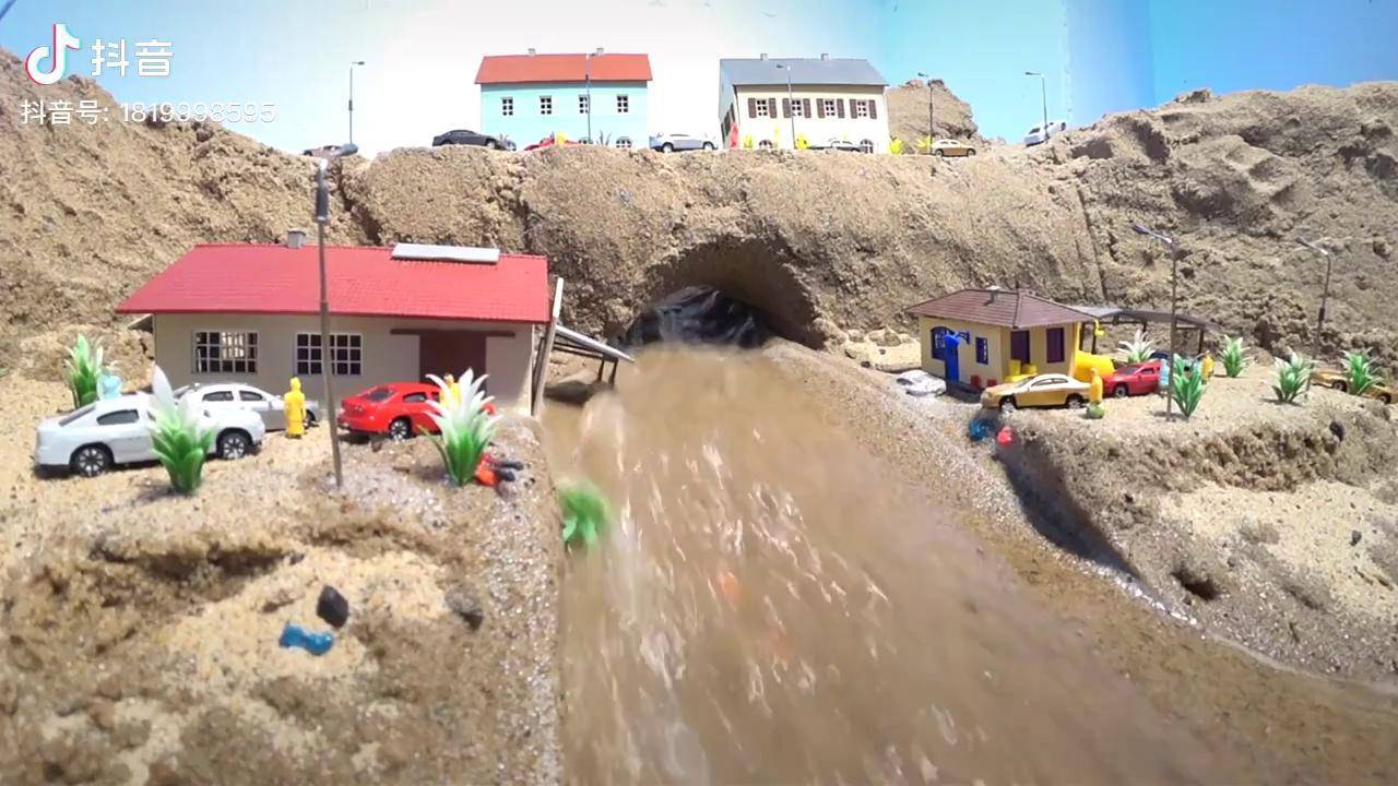 乐高玩具洪水冲破了城墙益智玩具微缩里的迷你世界创意