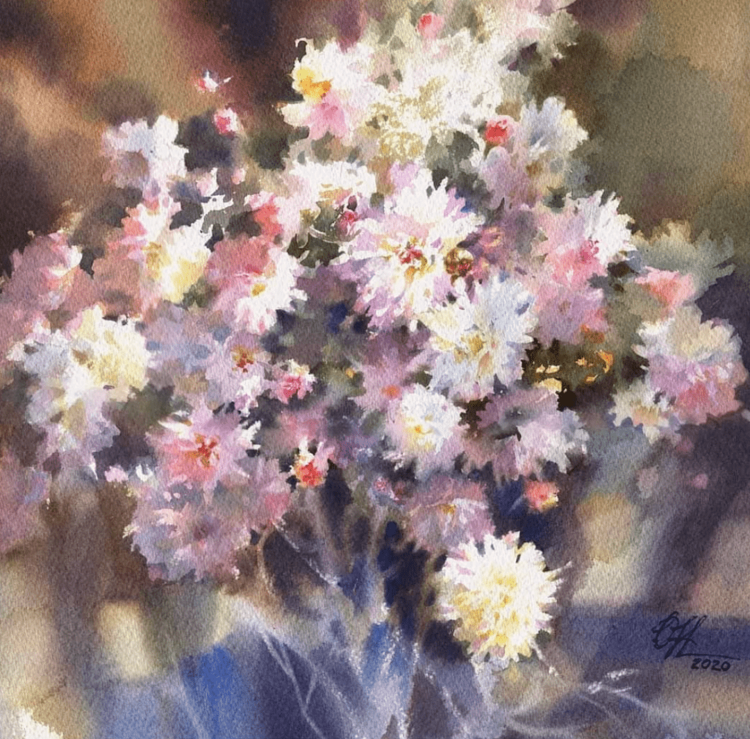 白俄罗斯水彩画家olganovitskaya作品欣赏花卉系列一