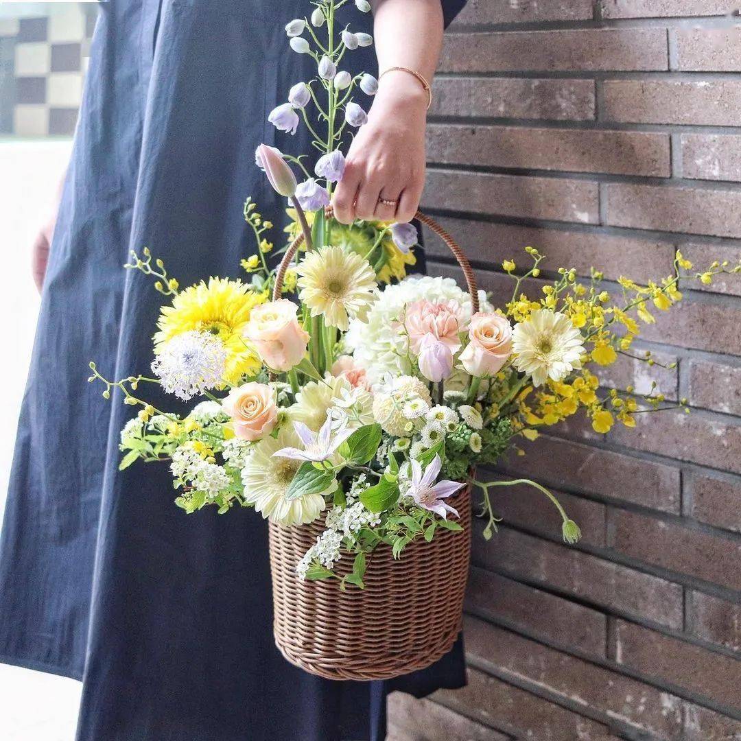 母亲节花礼素材韩式手提花篮