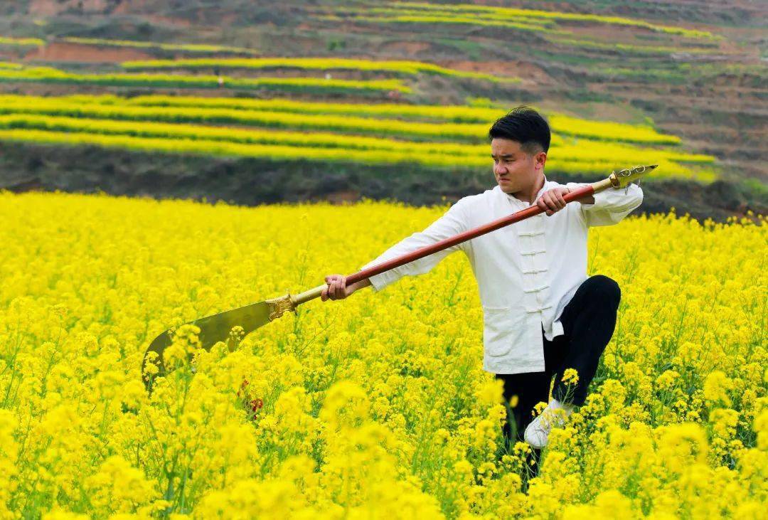 大飽眼福武山春秋大刀在油菜花海上演組圖