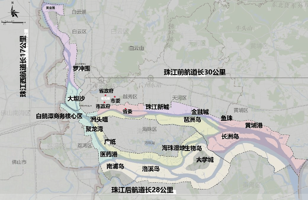 公里),拓展南沙段15公里,增城段10公里,涉及越秀,海珠,荔灣,天河,白雲