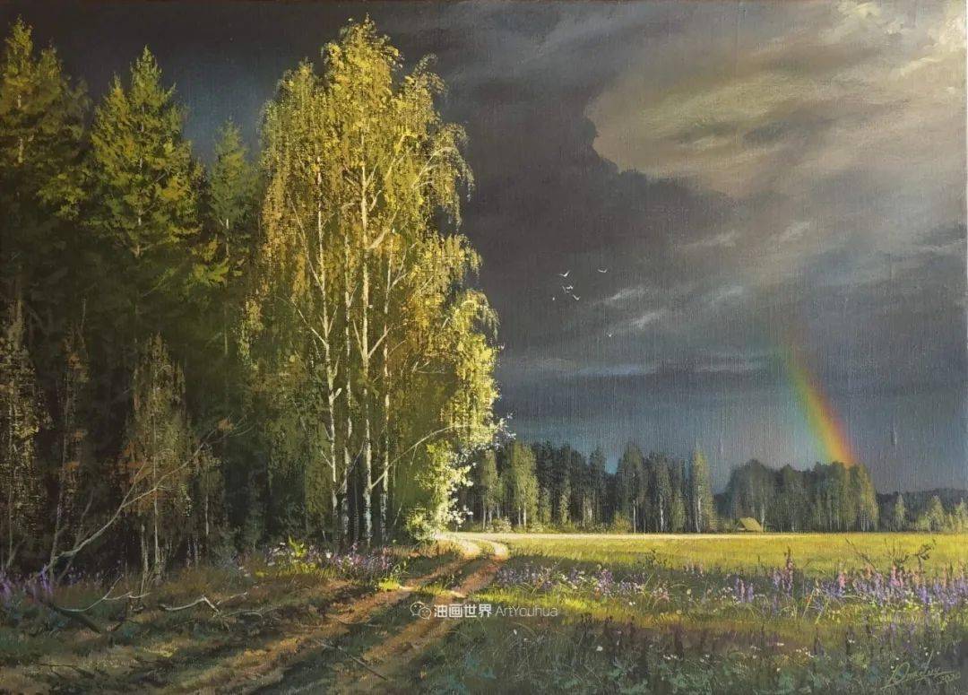白俄罗斯画家维克多的风景油画让人赞叹不已无尽透彻的光独特的森林与