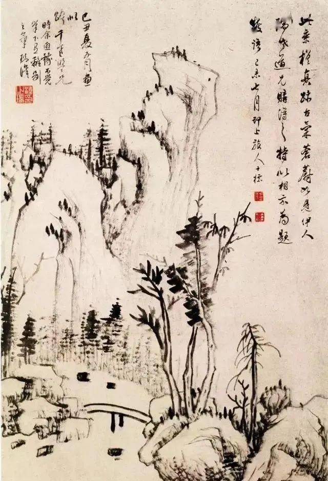 中国山水画的大师作品_山石_水墨_纸本