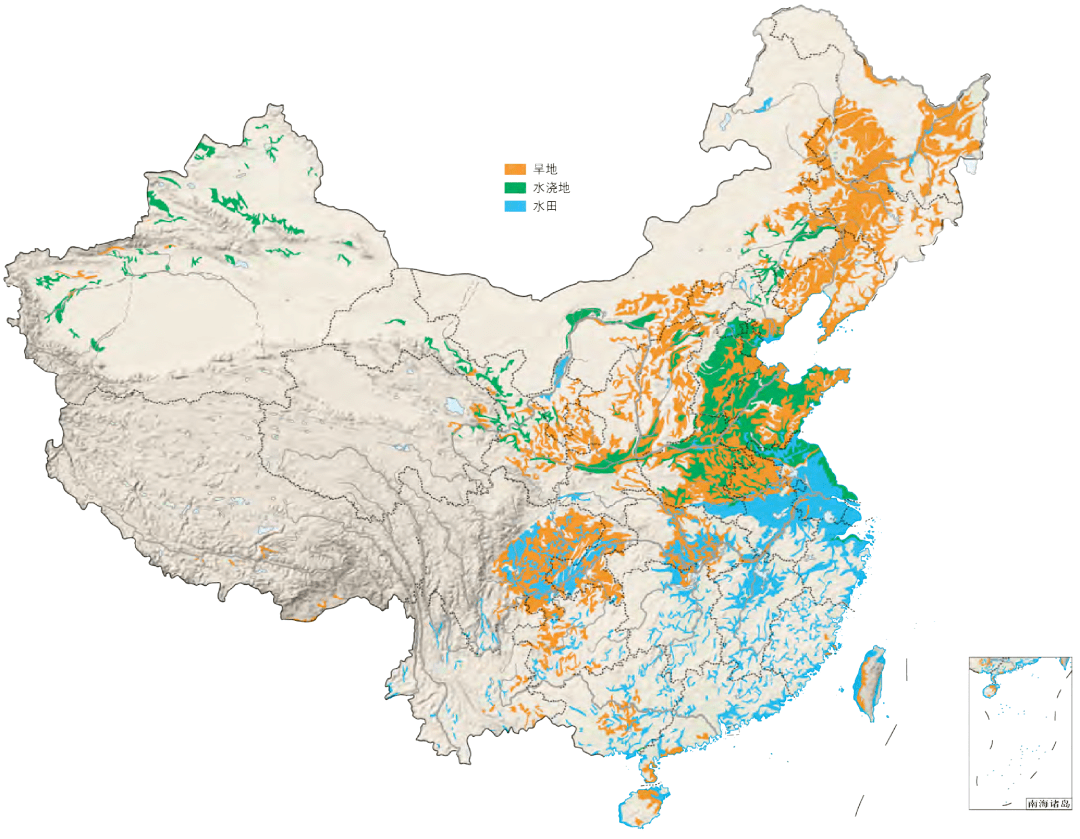 ③耕地资源分布不均:从总体看,我国约90%的耕地分布在东部季风区,即