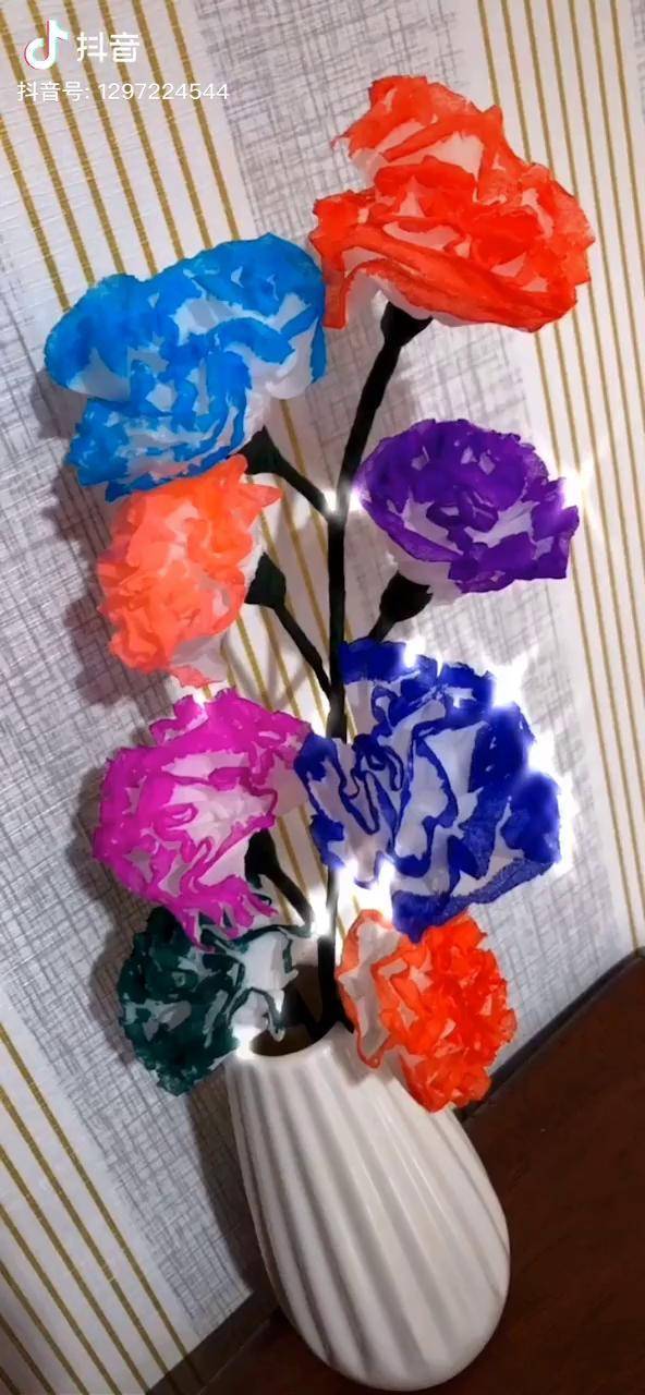 抽纸手工花抖音星探家抖音正能量热门上热门手工手工制作手工diy