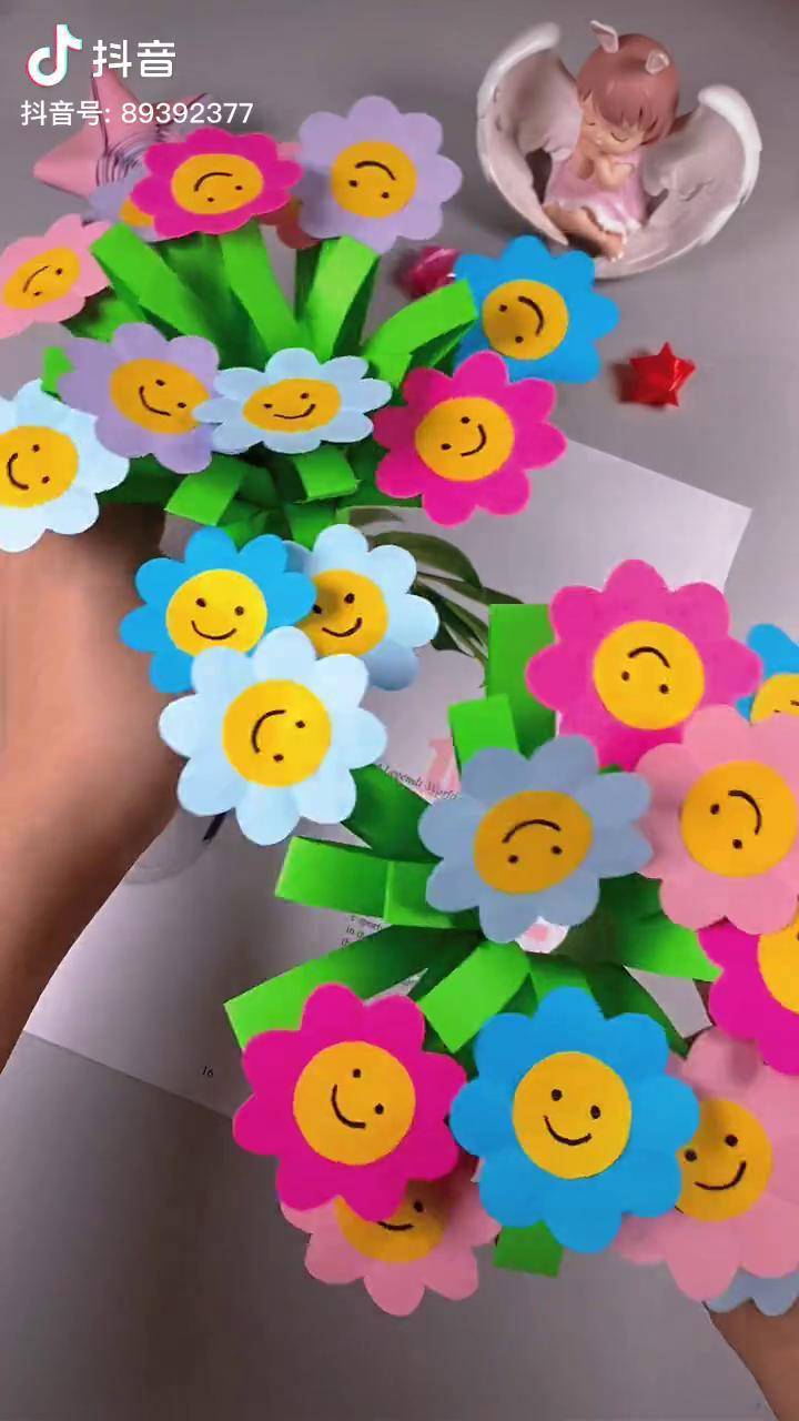 母亲节做一束漂亮的笑脸小花送妈妈母亲节花束母亲节手工母亲节手工