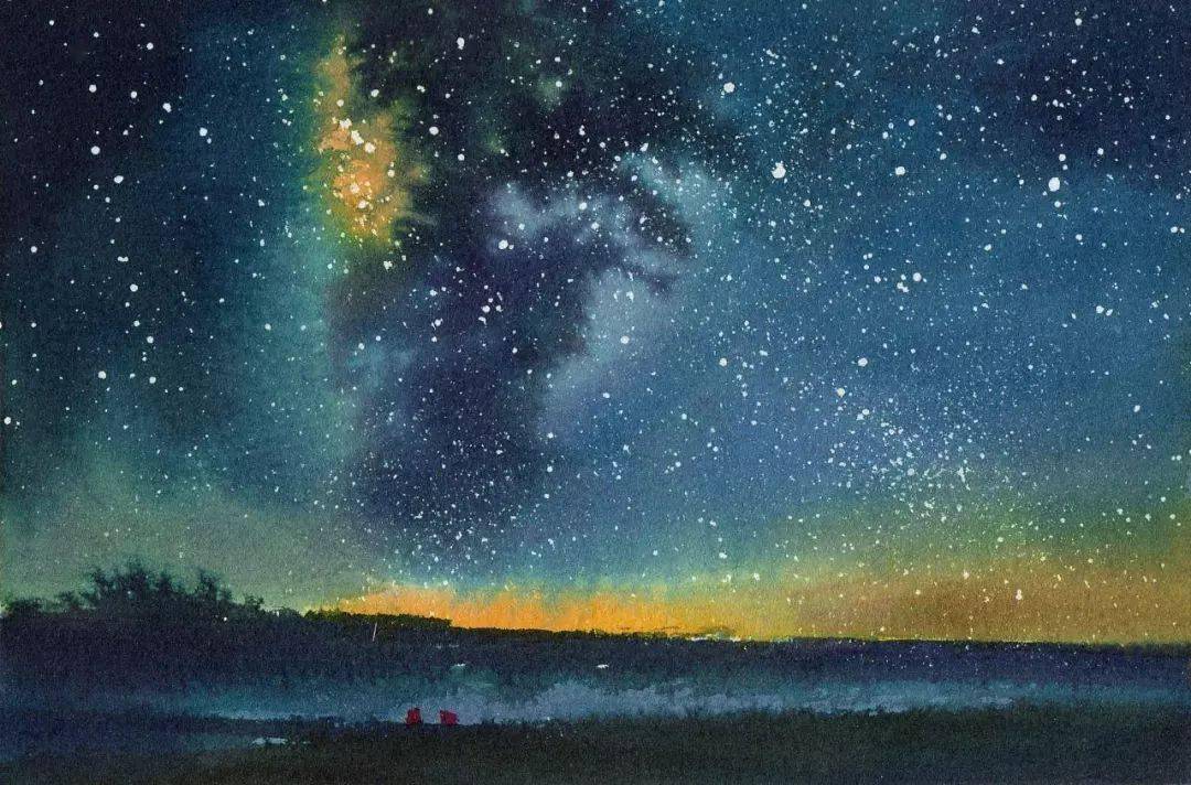 收藏一见倾心涂涂也能解压的水彩星空