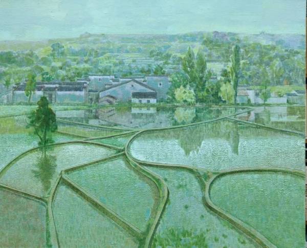 杨继德《水田》(布面油画)"五月画展"是炎黄书画院的传统项目,源于