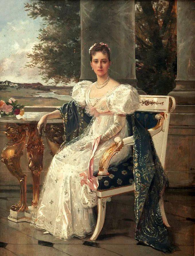 法国画家弗拉芒笔下优雅的贵族女子