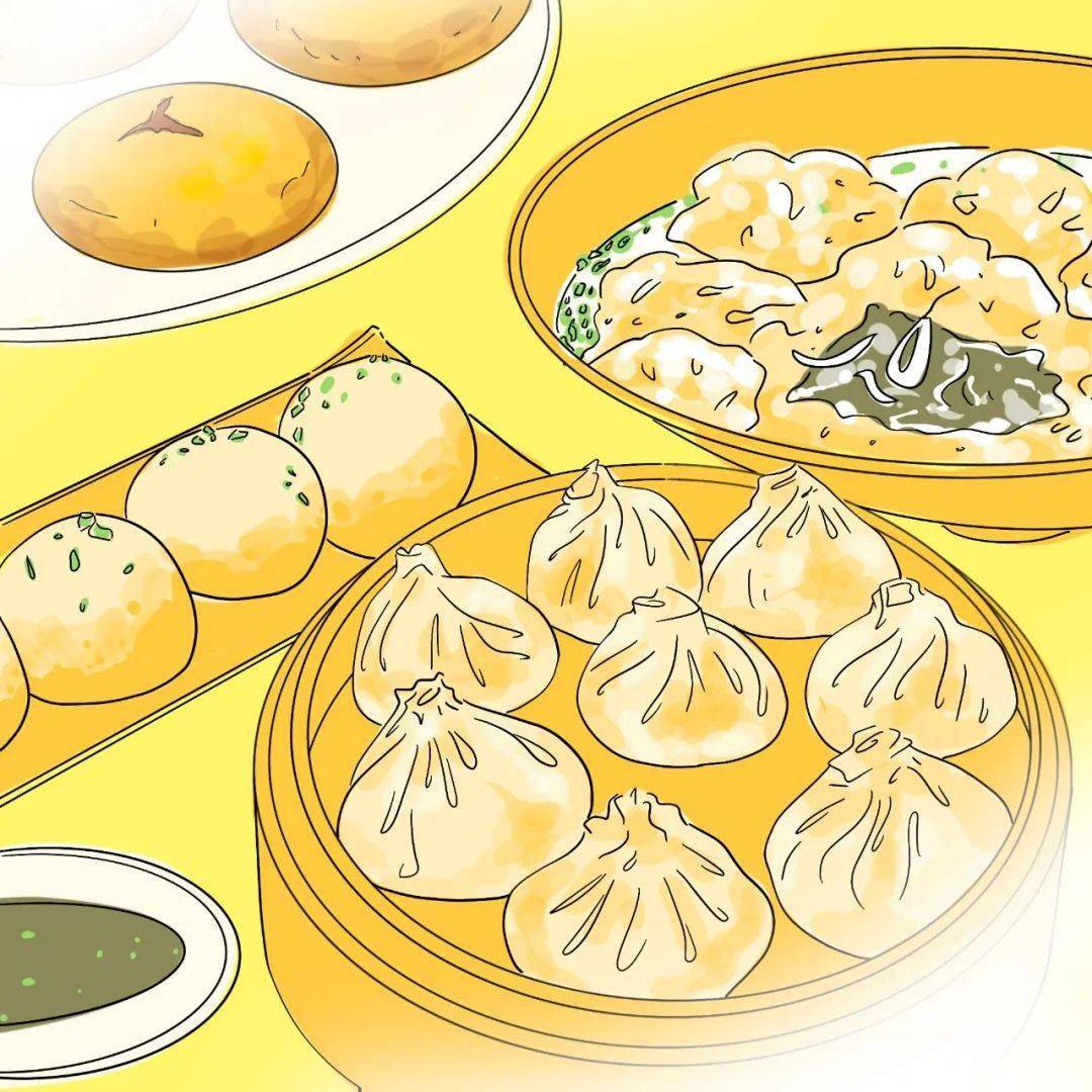 生煎,锅贴,小笼包,鲜奶小方,蟹壳黄,排骨年糕,小馄饨,咱就是说现在我