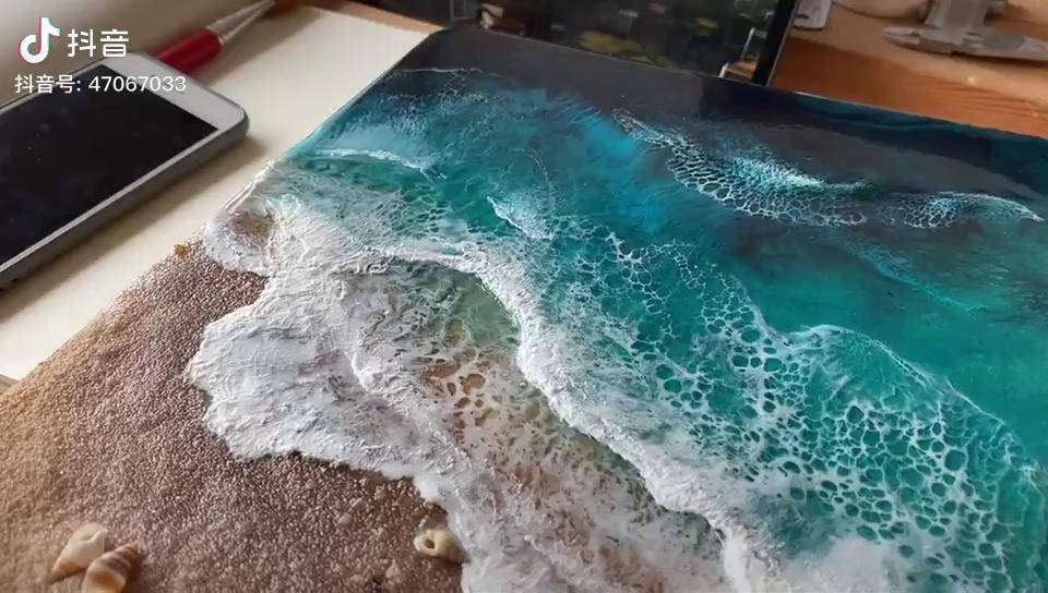 树脂流体画海流体画艺术海