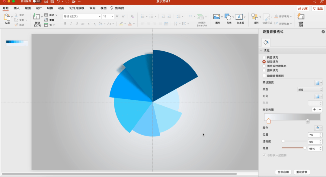 用扇形组成的渐变色饼图编辑更自由