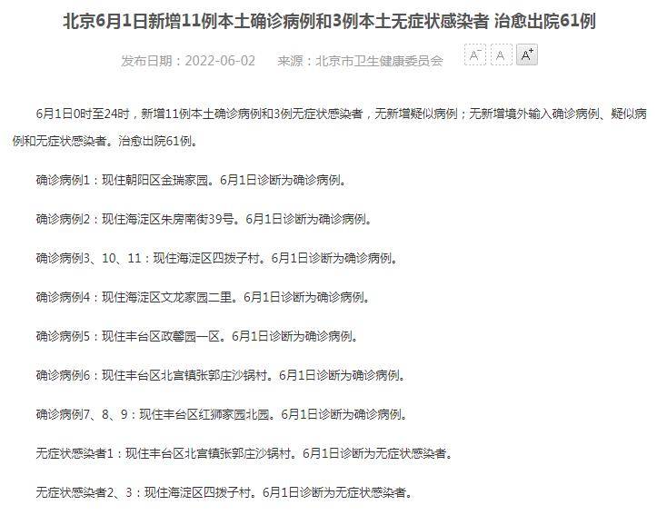 北京最新通报6月2日北京疫情最新数据消息北京昨日新增本土113