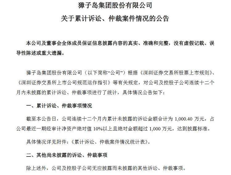 獐子岛累计未披露诉讼金额超千万元 公司 发布公告 相关