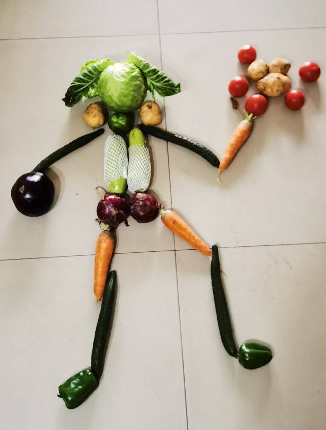 用暖心蔬菜包"作画",北京封控区居民"花式"打气_拼图_创意_闫女士