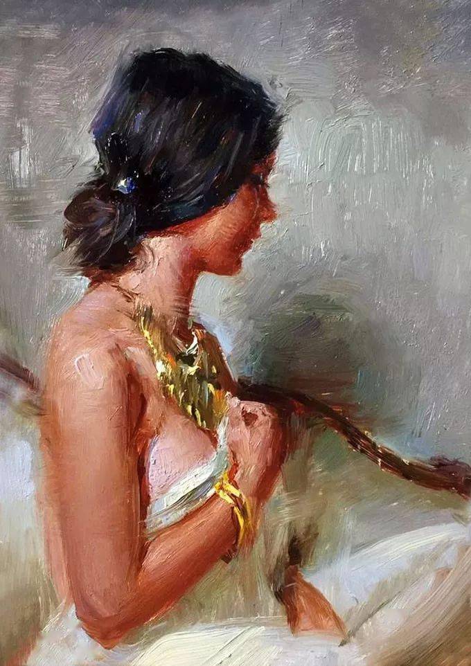 精致的笔触,细腻的色彩~印度著名女油画家苏奇特拉笔下的女性之美!