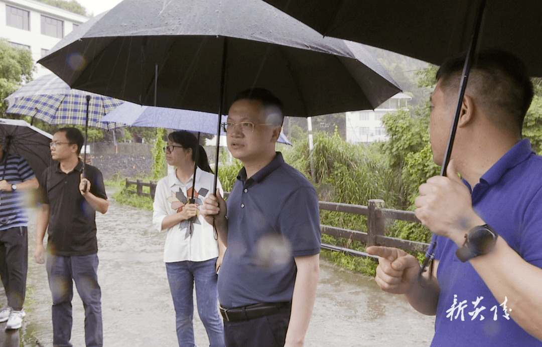 县长夏胜利在霞阳镇跃进水库,草坪村新屋组滑坡地质灾害点,双江口河道