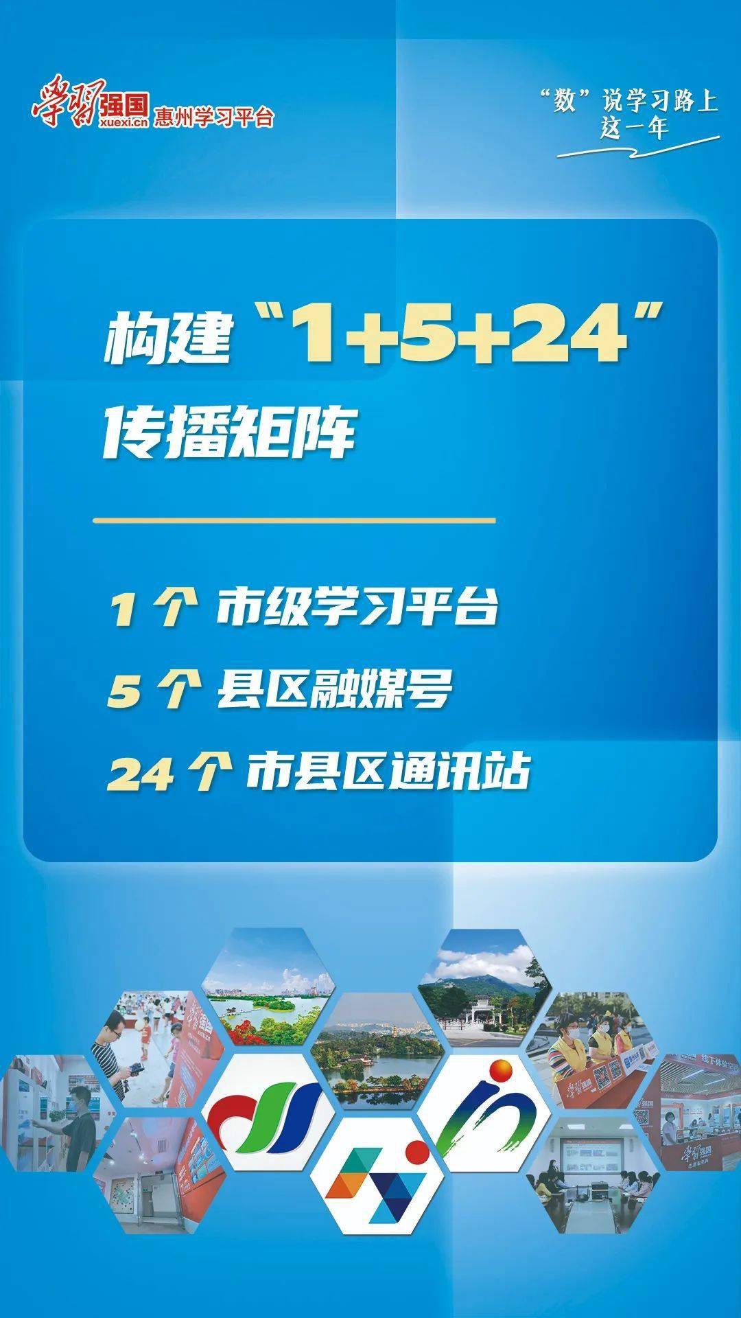 传播矩阵1个市级学平台 5个县区融媒号 24个市县区通讯站惠州学习