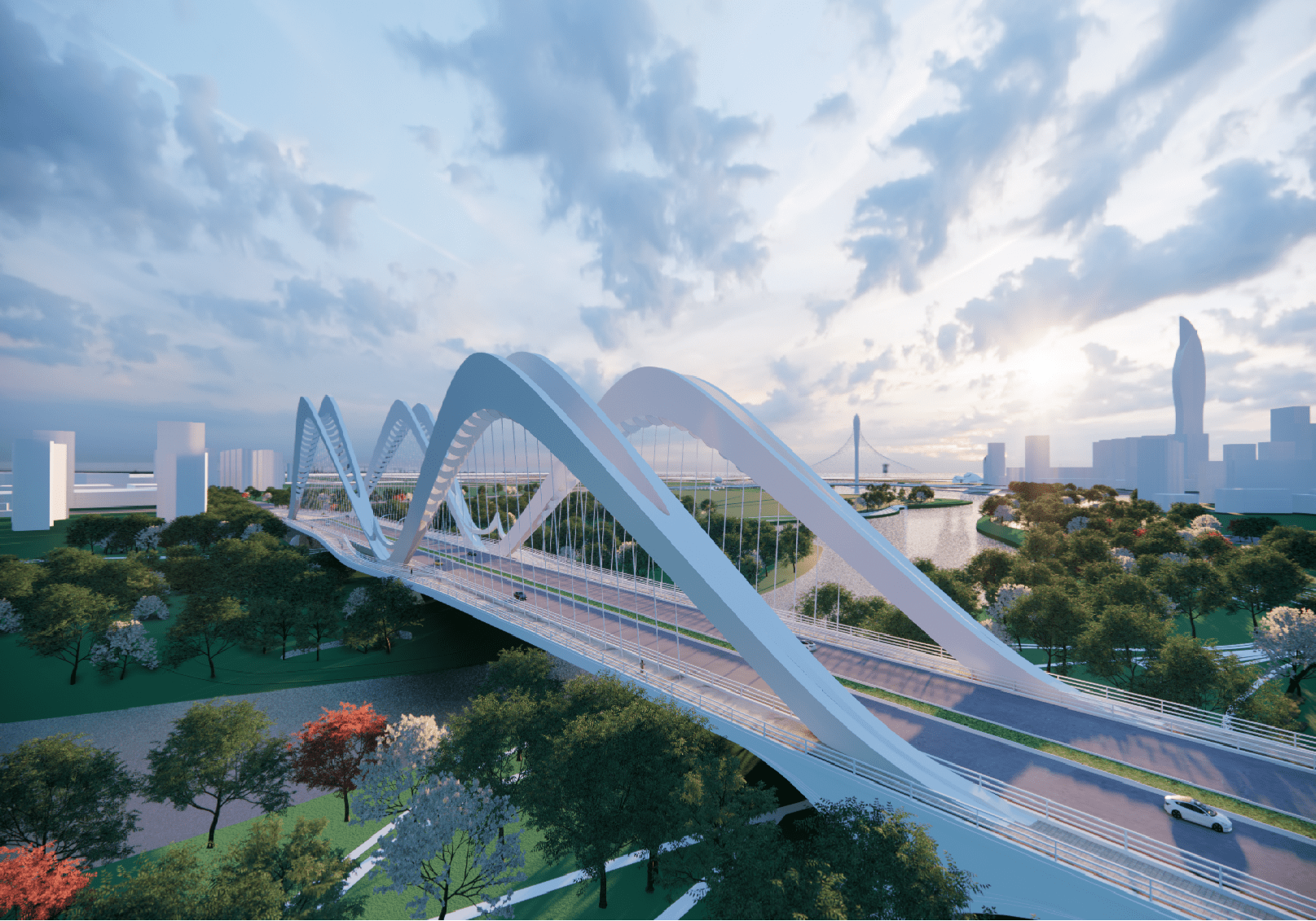 总投资超9.3亿元!滨海湾又添一座地标性景观大桥_斗涌_节点_设计