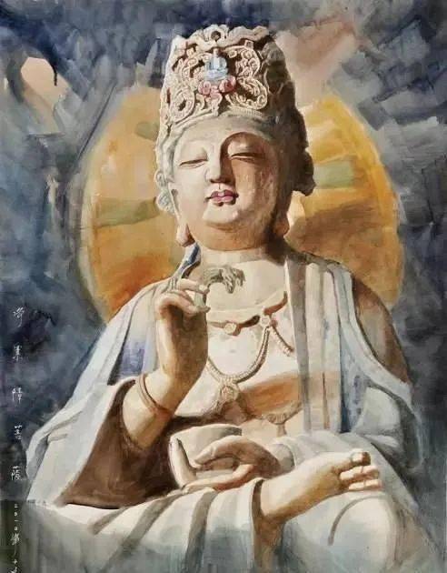美到极致的水彩水彩佛像