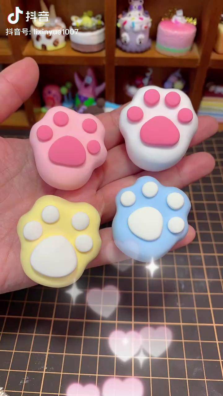 可爱猫爪冰箱贴超轻粘土手工 粘土 校园星计划 可可爱爱 黏土手工 超