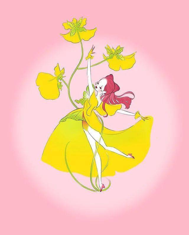 如飞翔的金蝶,跳舞兰轻盈的花瓣在音乐中忘情舞蹈.