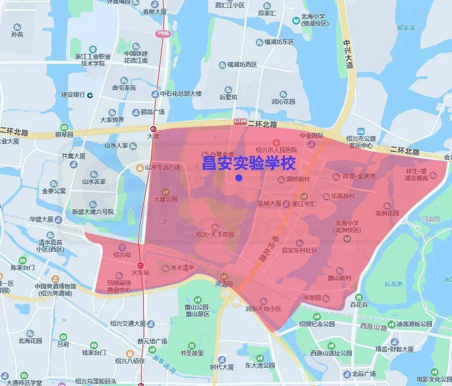 2022年越城區中小學施教範圍公佈內涵學區圖