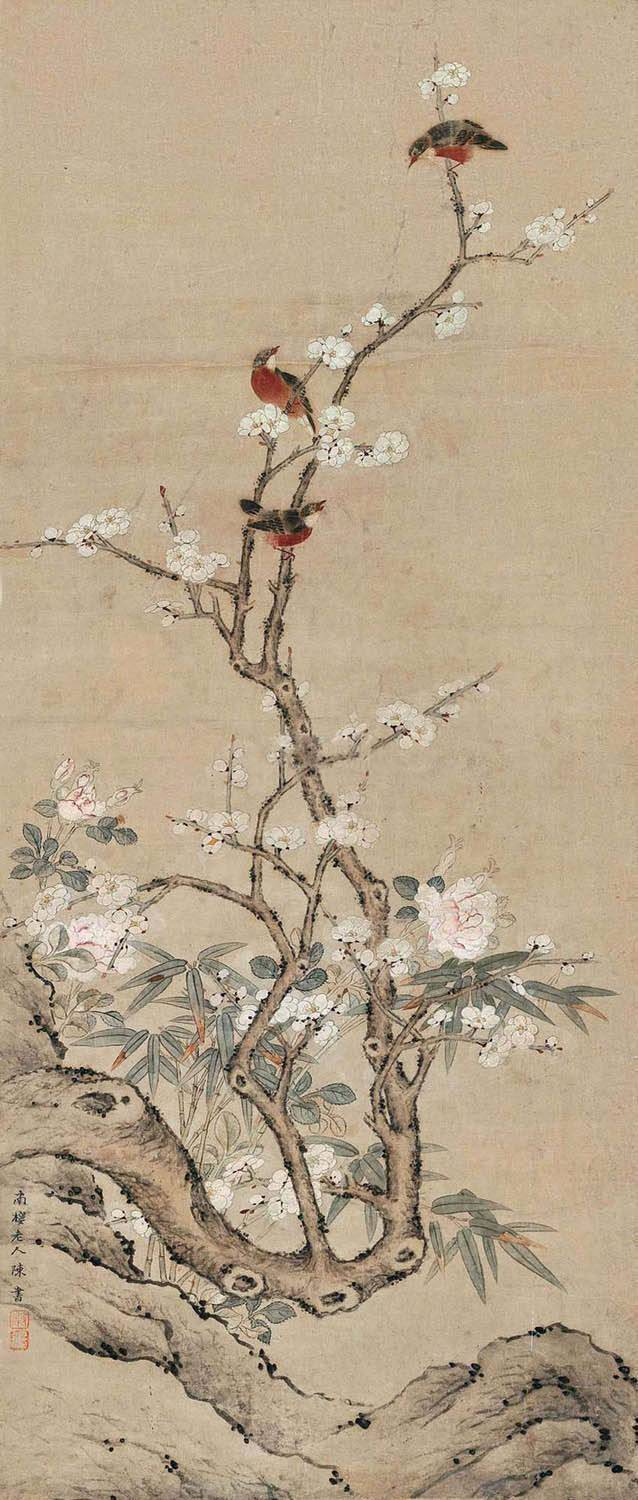 中国古美術 近代 齊白石款 花鳥画 水墨画 掛け軸 宣紙 唐物 書画 肉筆