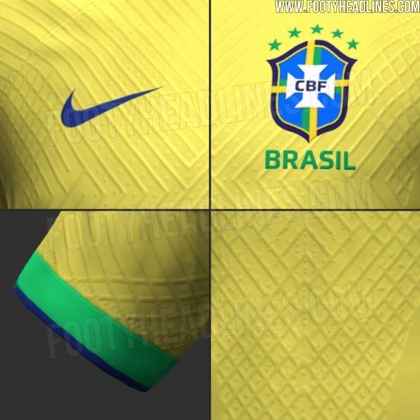 五星桑巴军团！巴西世界杯主场球衣谍照，全新配色为动态黄