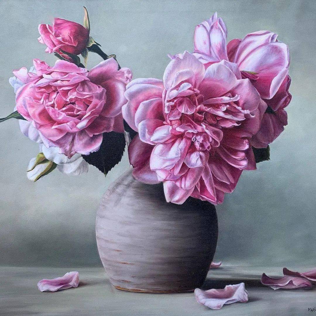 花卉在超写实油画中迸发生命