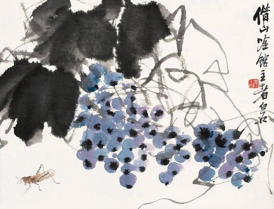 齐白石画葡萄,晶莹剔透_松鼠_画面_藤叶