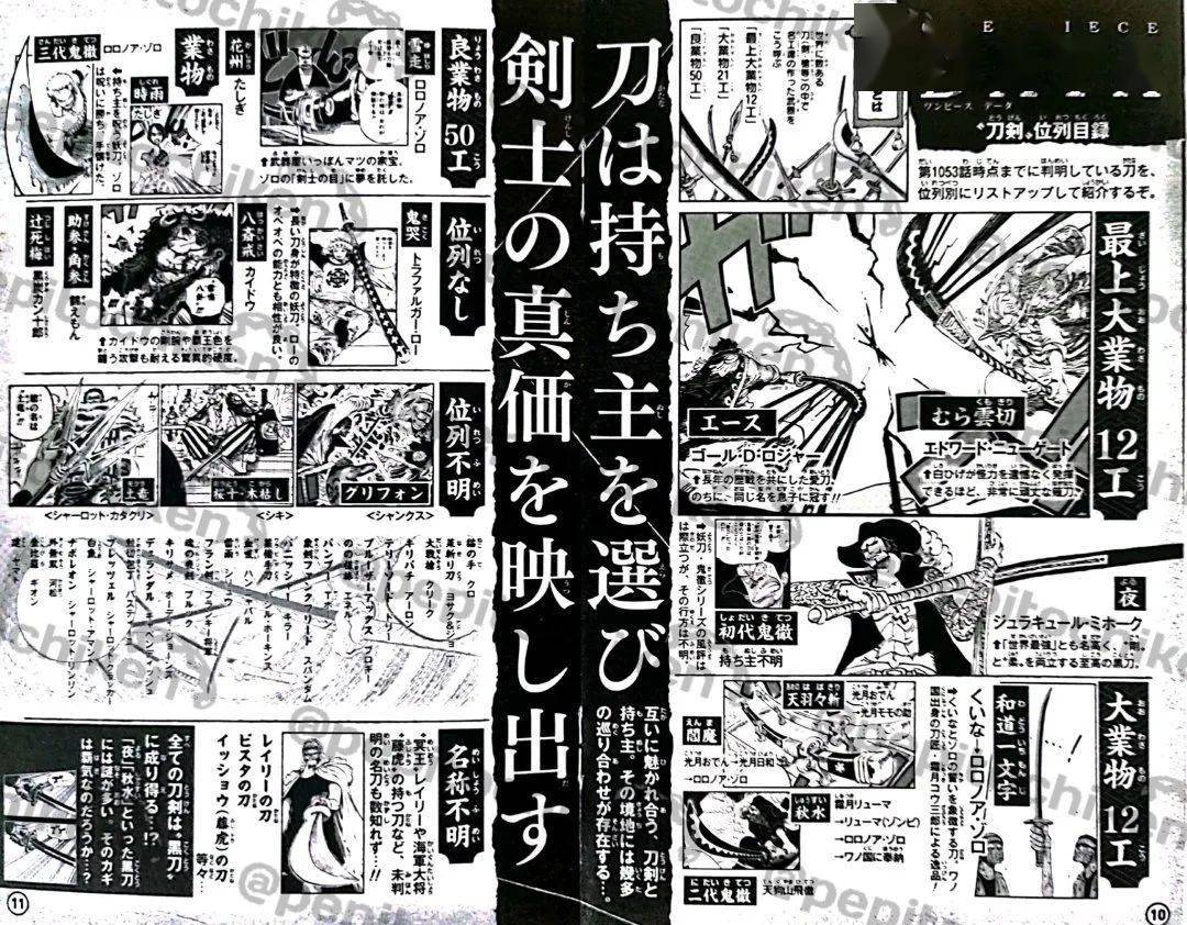 官方公布名刀排名 索隆努力方向明确 鬼彻 初代 狼牙棒