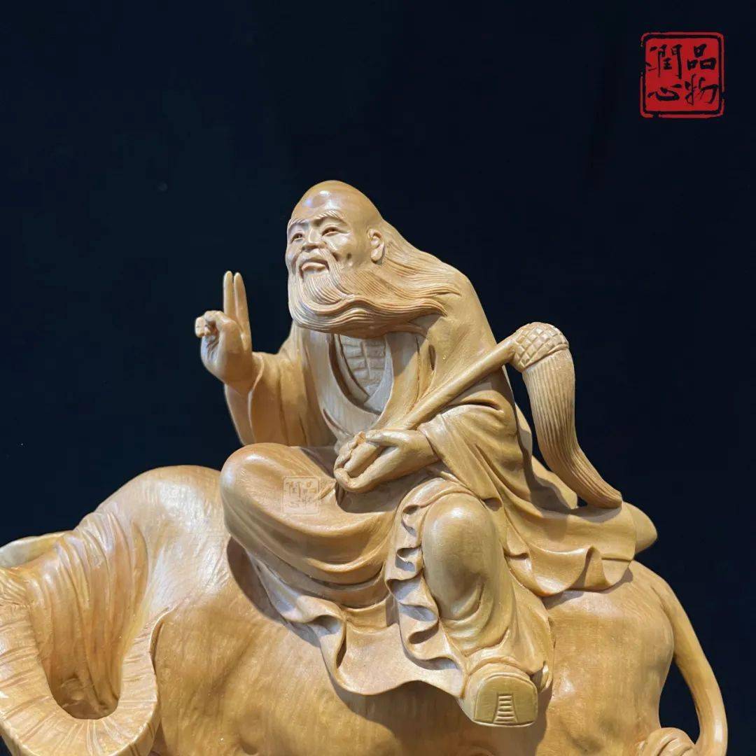 小叶黄杨木雕珍品老子出关