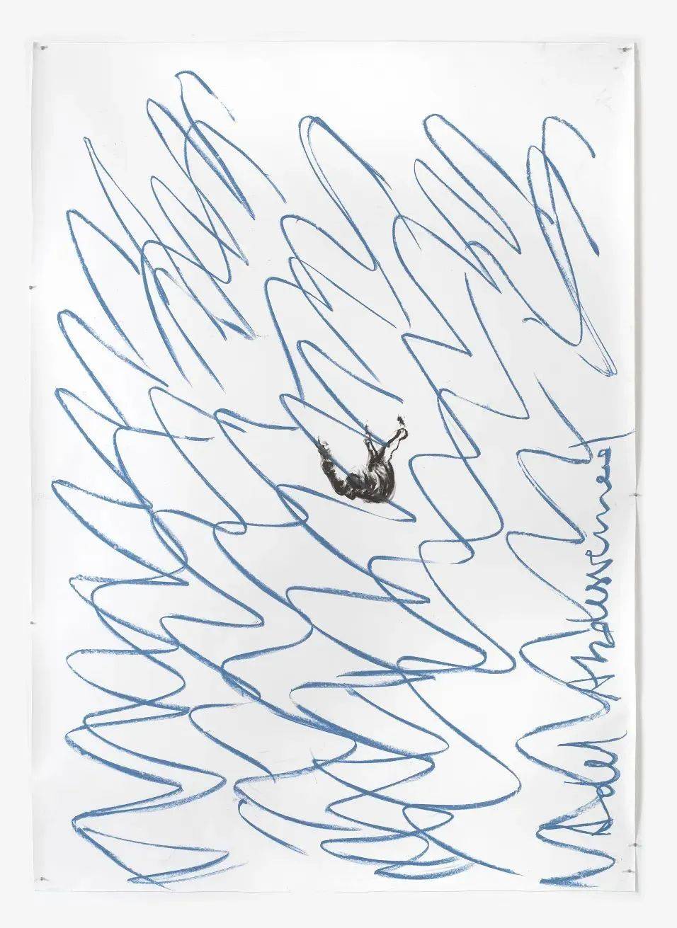 本次展览从五楼开启,一组全新创作的大型炭笔画系列《空(气)》勾勒出