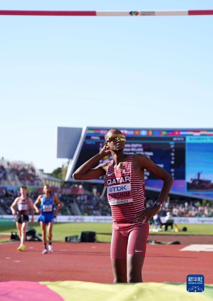 田径世锦赛男子跳高决赛卡塔尔选手巴希姆夺冠